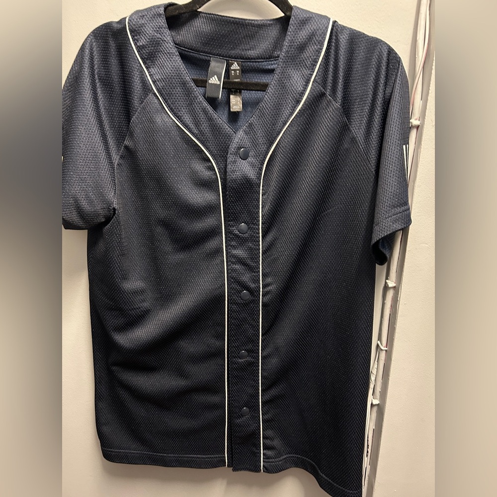 Adidas Men's Navy Blue Baseball Shirt